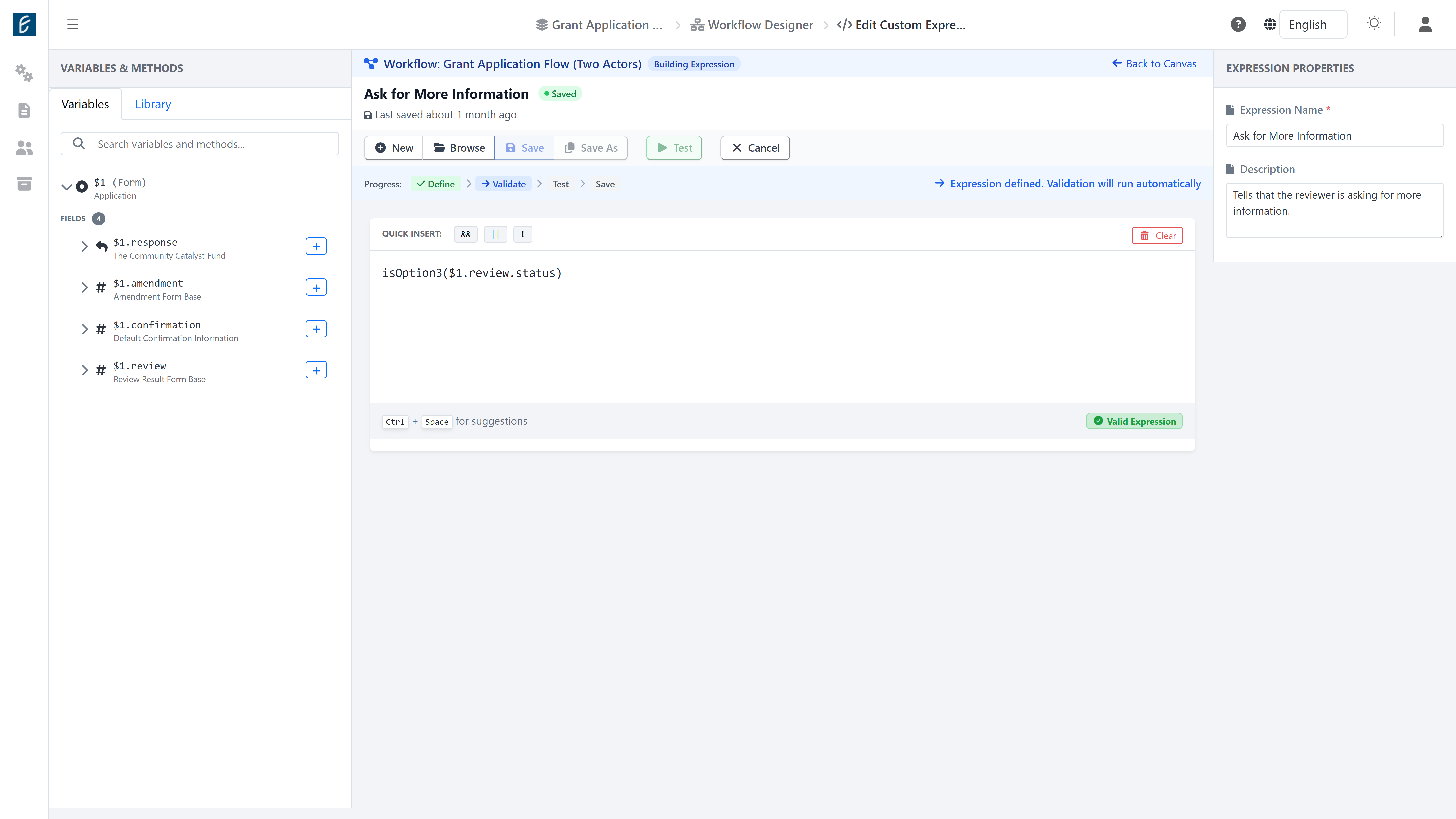 FormLang Expression Editor - Workflow Logic