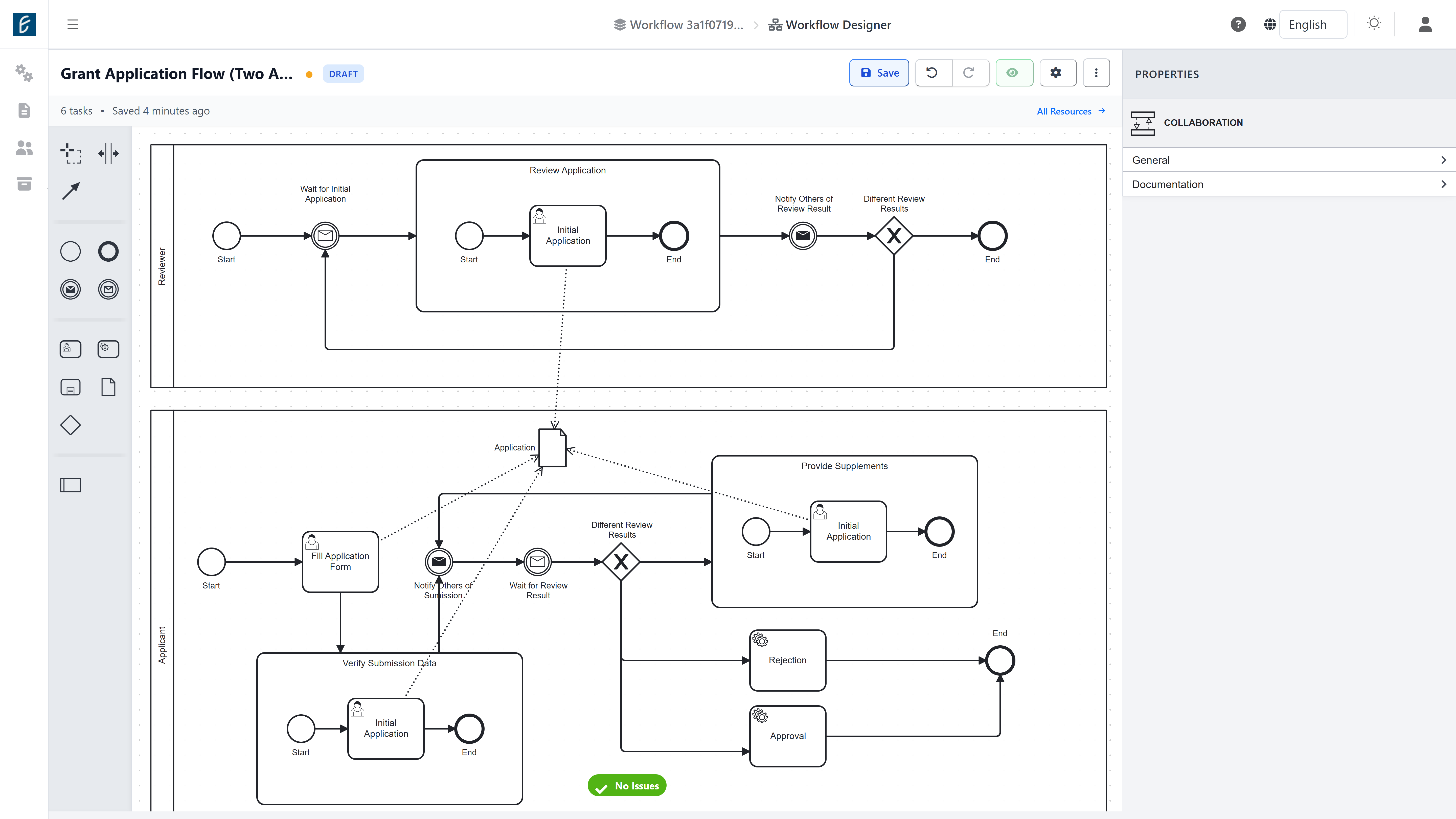 FormLang BPMN Workflow Designer - Grant Application Workflow